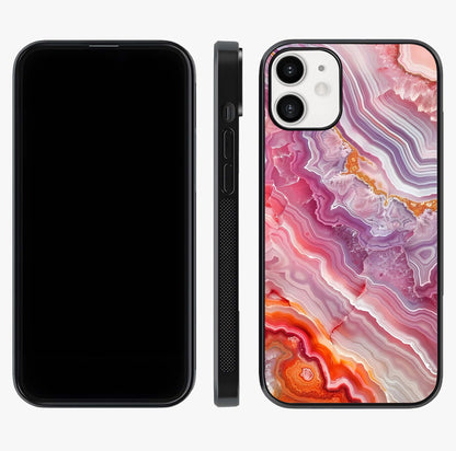 Rose Quartz Marble Glass Case displayed upright for full design visibility and premium finish.