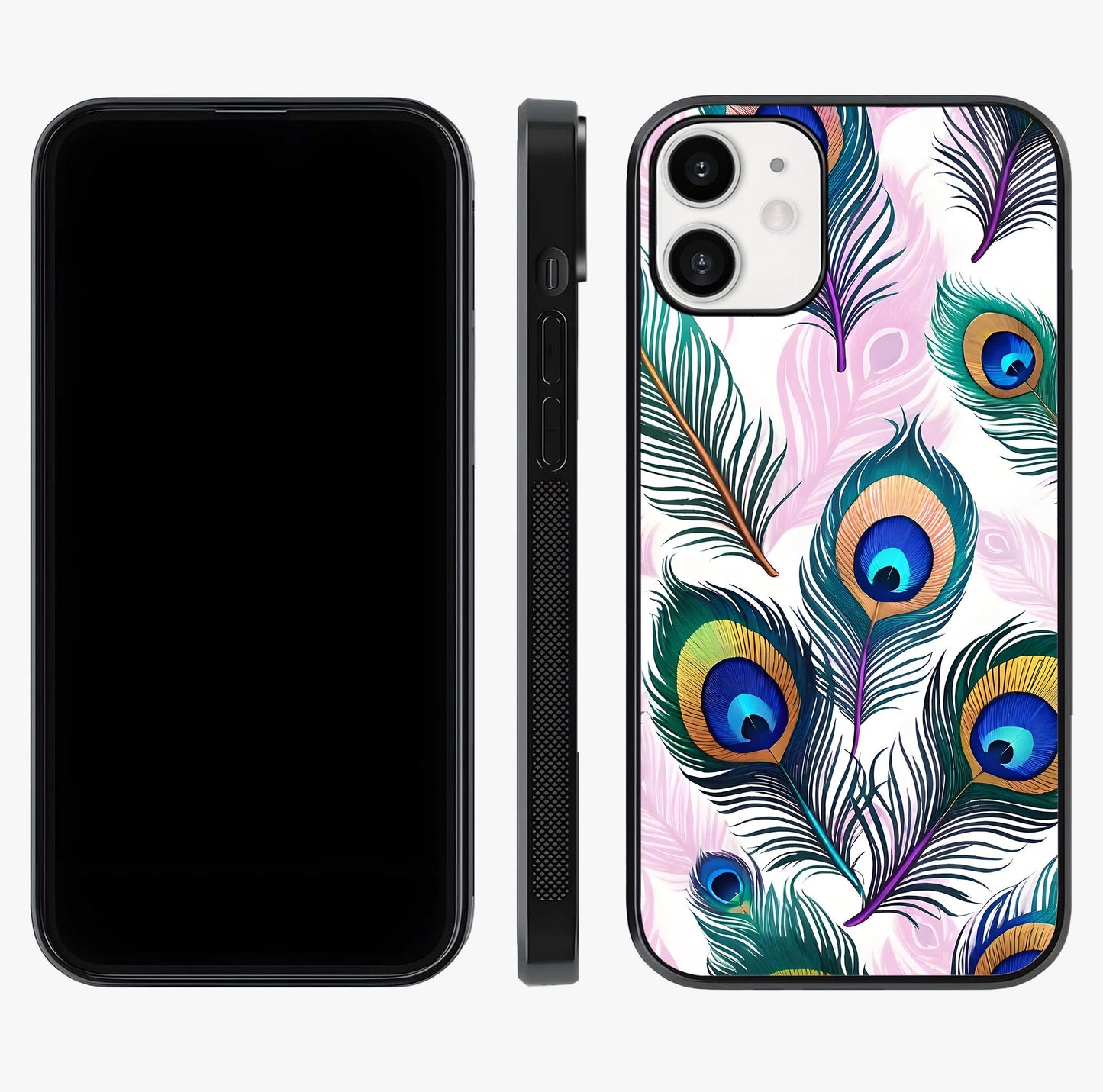 Royal Peacock Feathers Glass Case displayed upright for full design visibility and premium finish.