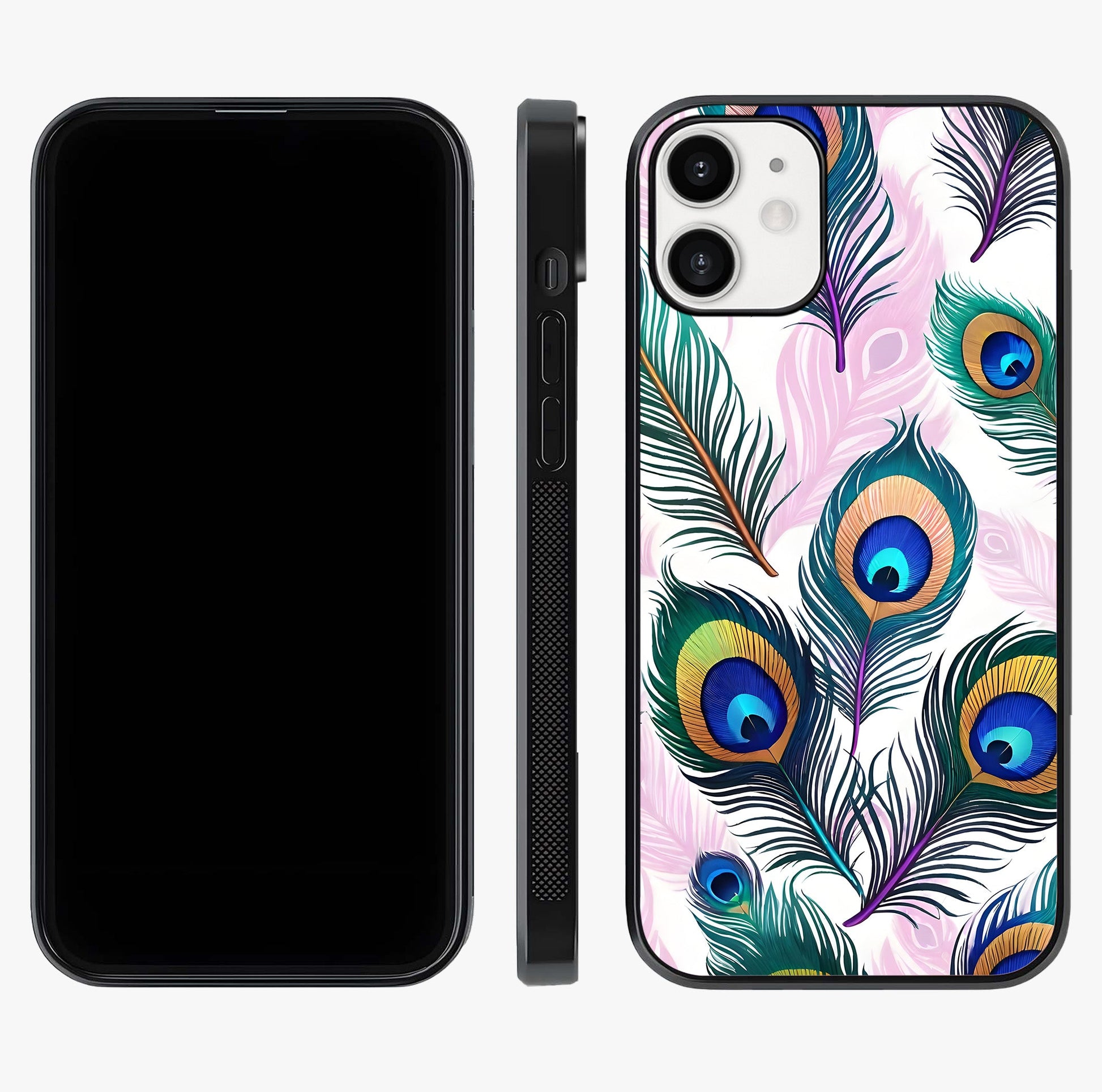 Royal Peacock Feathers Glass Case displayed upright for full design visibility and premium finish.