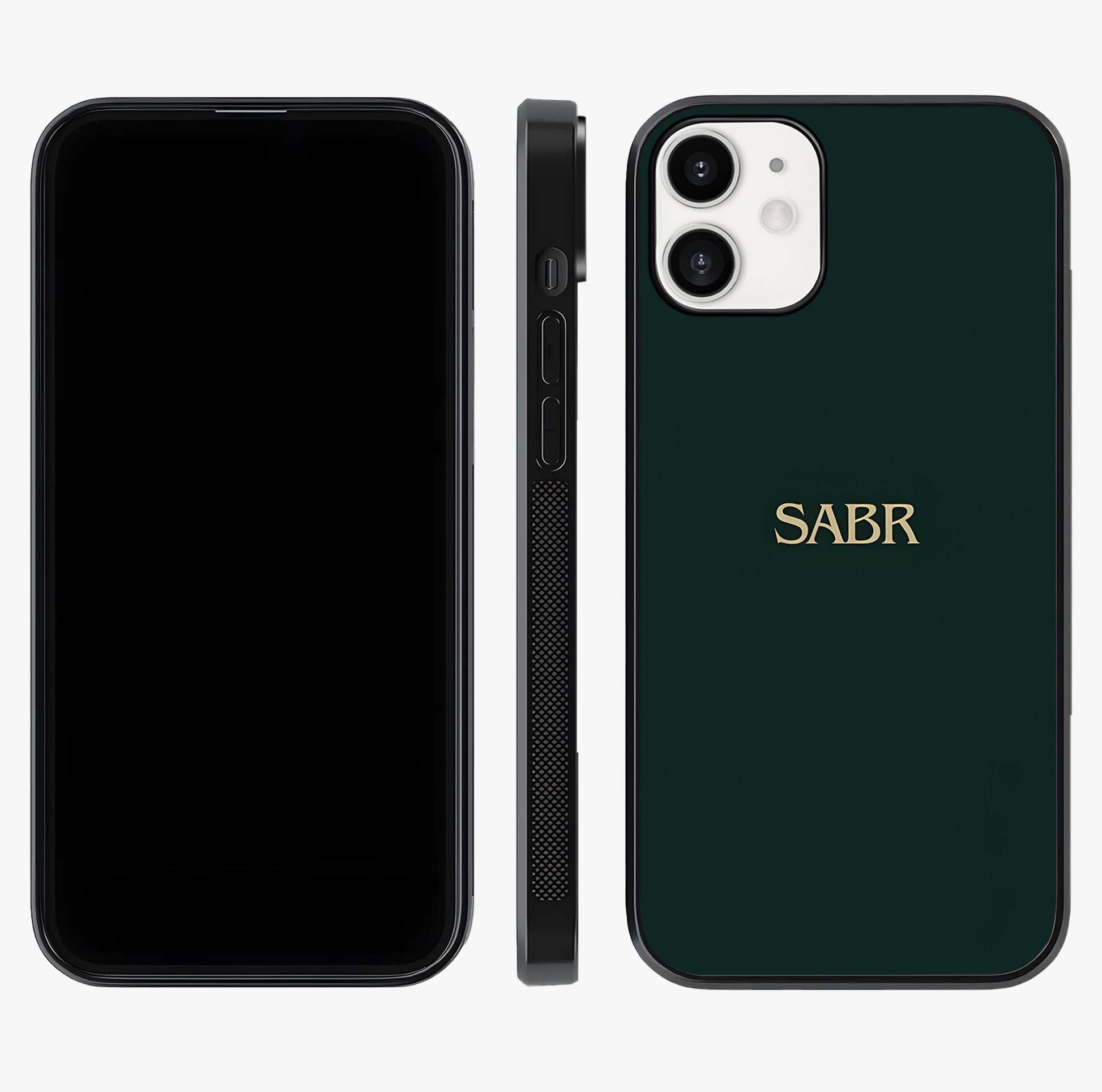 Sabr Minimal Patience Glass Case displayed upright for full design visibility and premium finish.