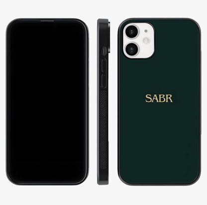 Sabr Minimal Patience Glass Case displayed upright for full design visibility and premium finish.