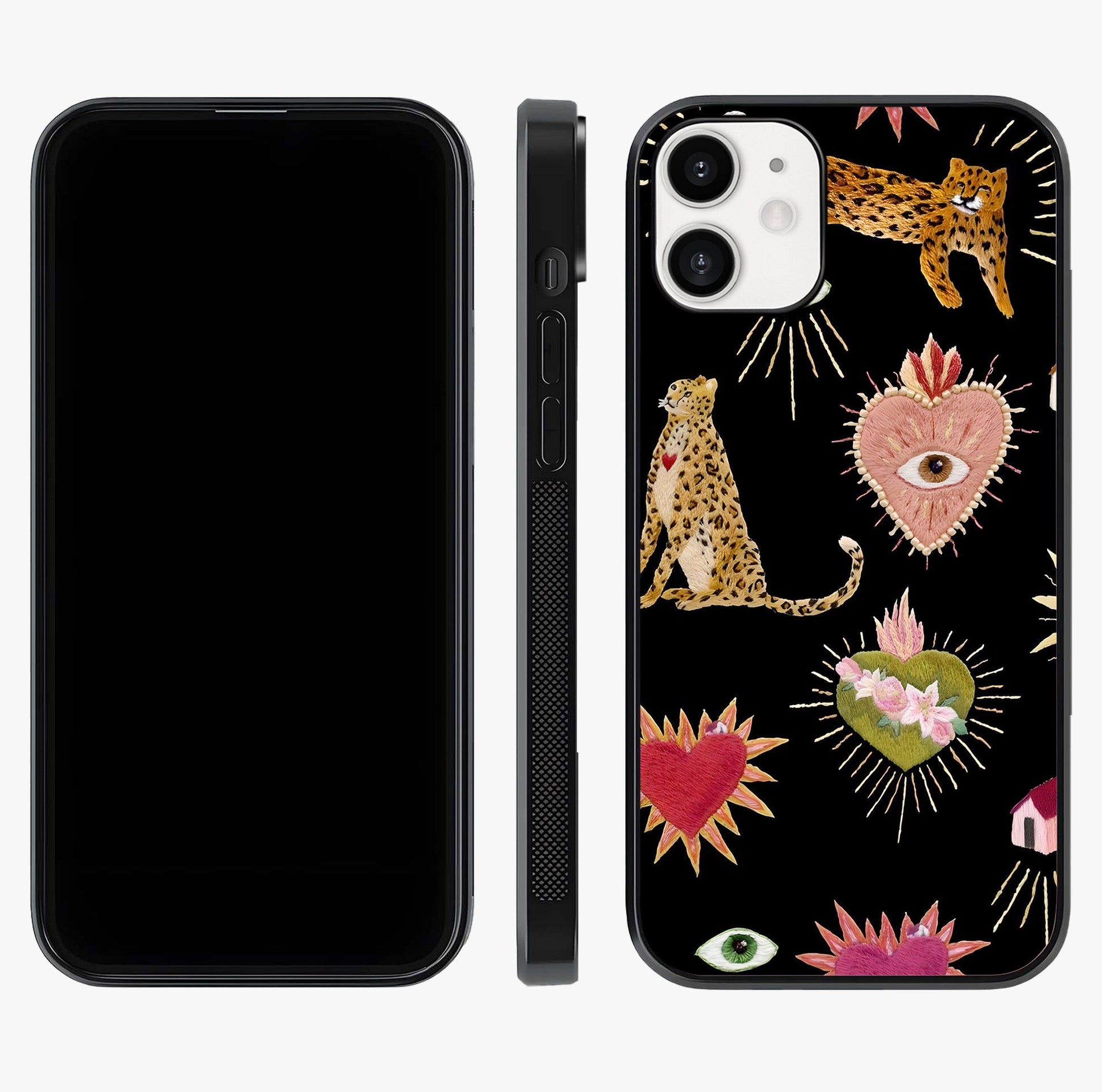 Sacred Jungle Heart Glass Case displayed upright for full design visibility and premium finish.