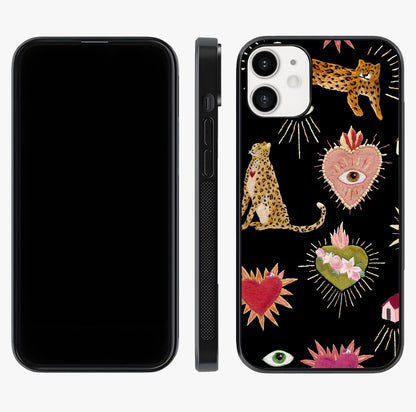 Sacred Jungle Heart Glass Case displayed upright for full design visibility and premium finish.