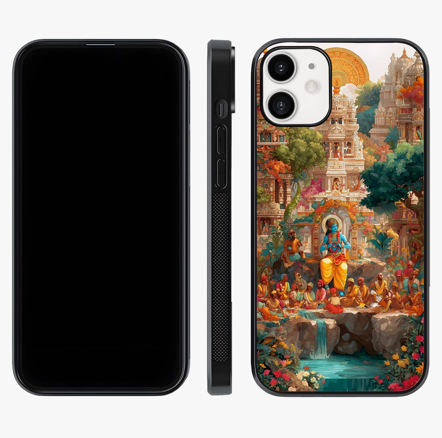 Sacred Sunlight Gods Glass Case displayed upright for full design visibility and premium finish.