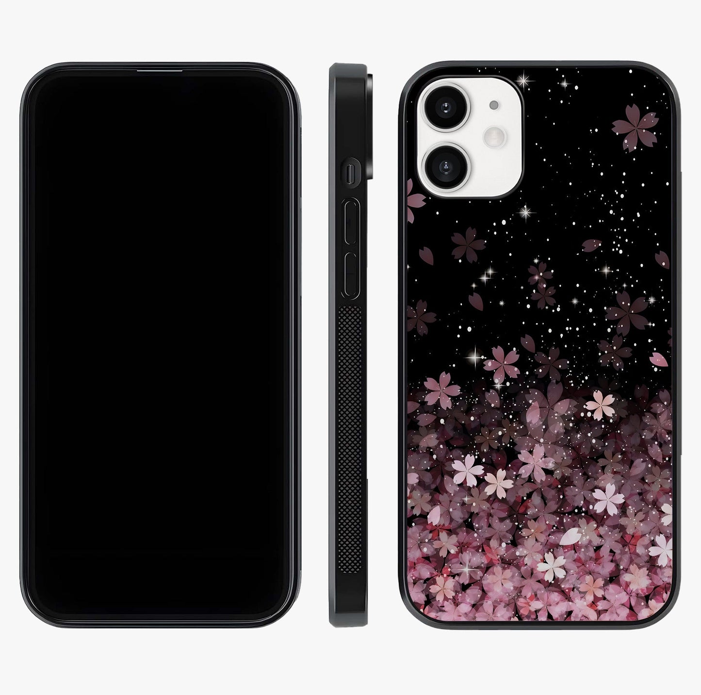 Small Starry Flowers Glass Case displayed upright for full design visibility and premium finish.