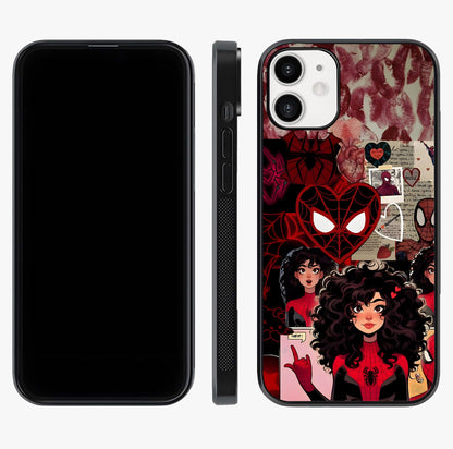 Spider Love Story Glass Case displayed upright for full design visibility and premium finish.