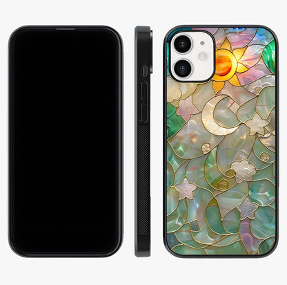 Stained Sunrise Glow Glass Case displayed upright for full design visibility and premium finish.