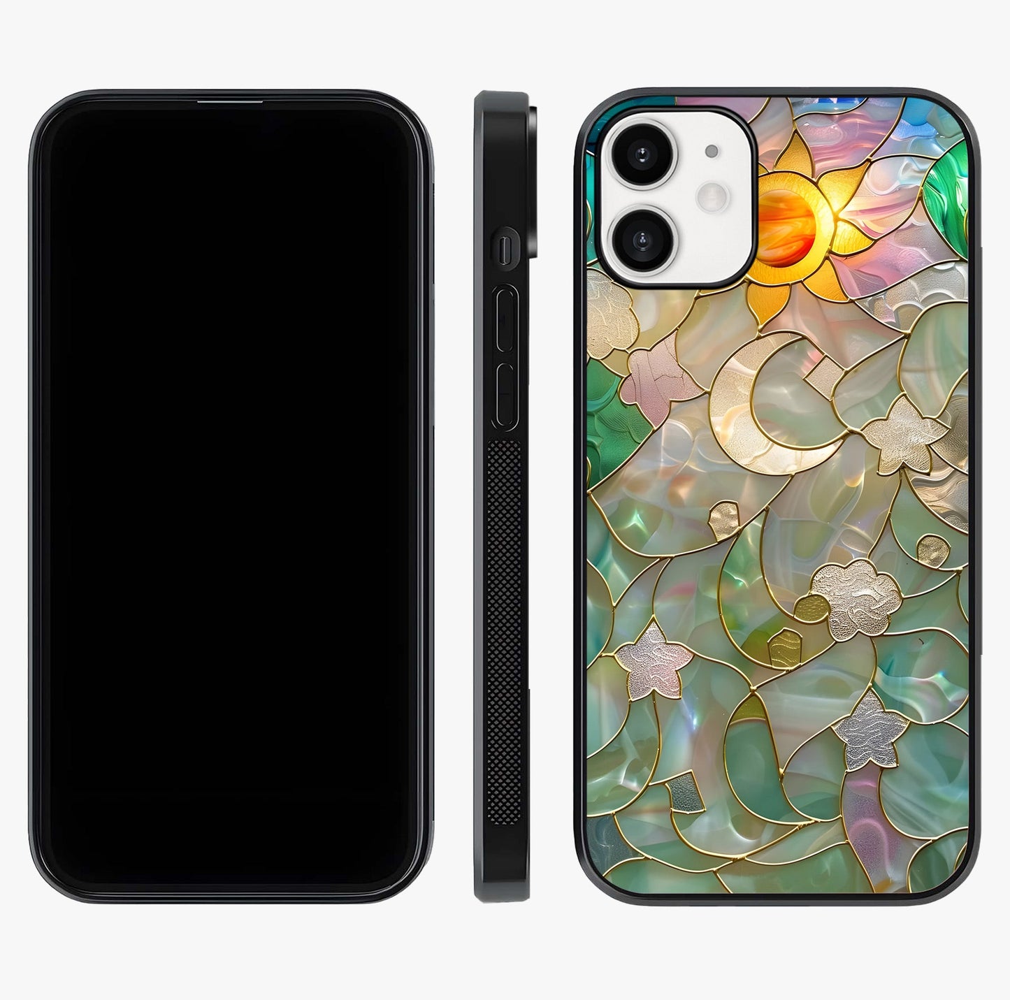 Stained Sunrise Glow Glass Case displayed upright for full design visibility and premium finish.