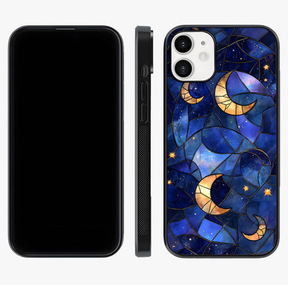 Starlit Sky Tapestry Glass Case displayed upright for full design visibility and premium finish.
