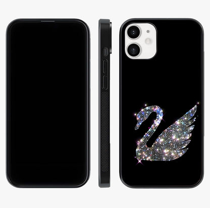 Starlit Swan Grace Glass Case displayed upright for full design visibility and premium finish.