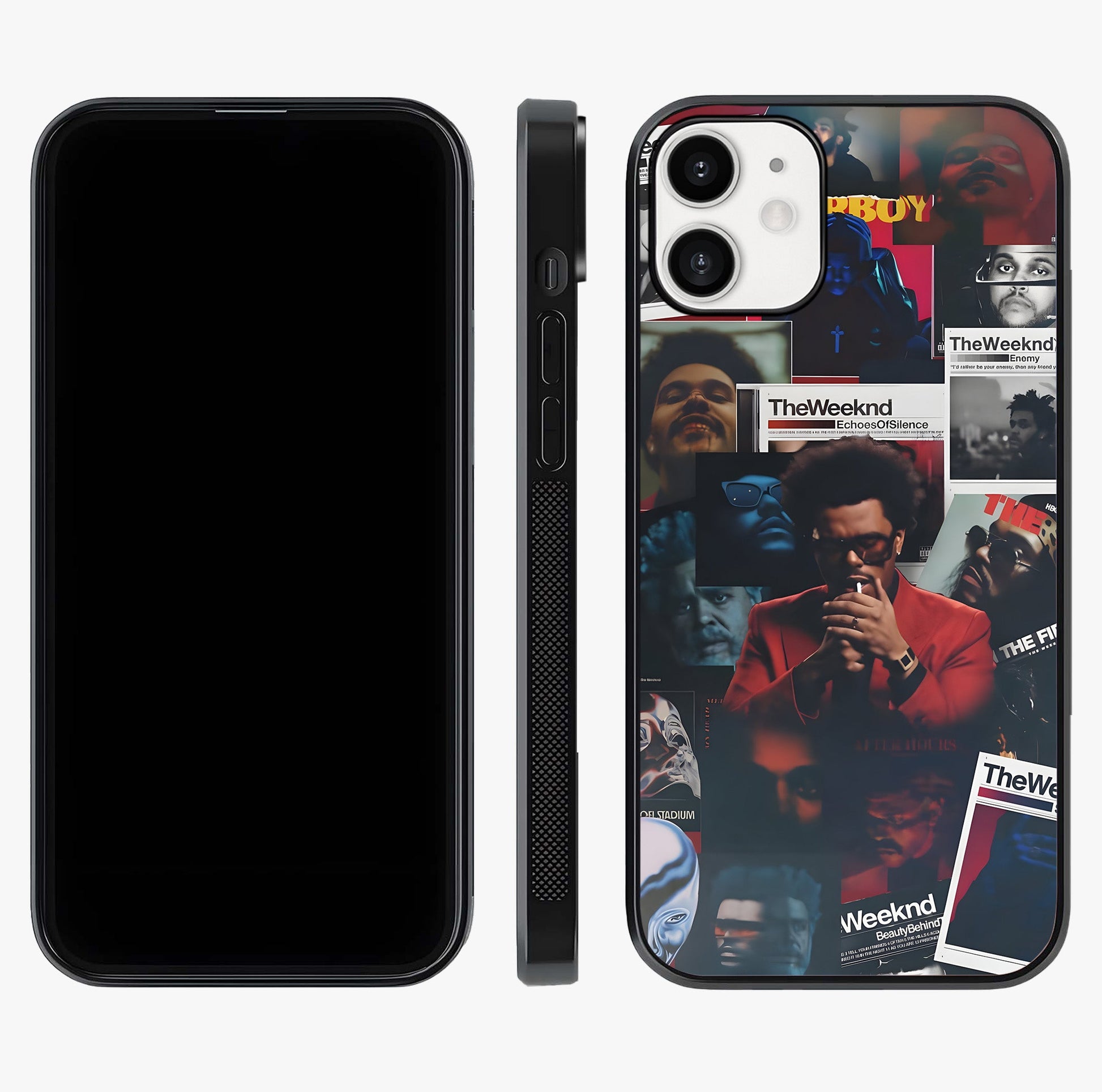 The Weeknd Glass Case displayed upright for full design visibility and premium finish.