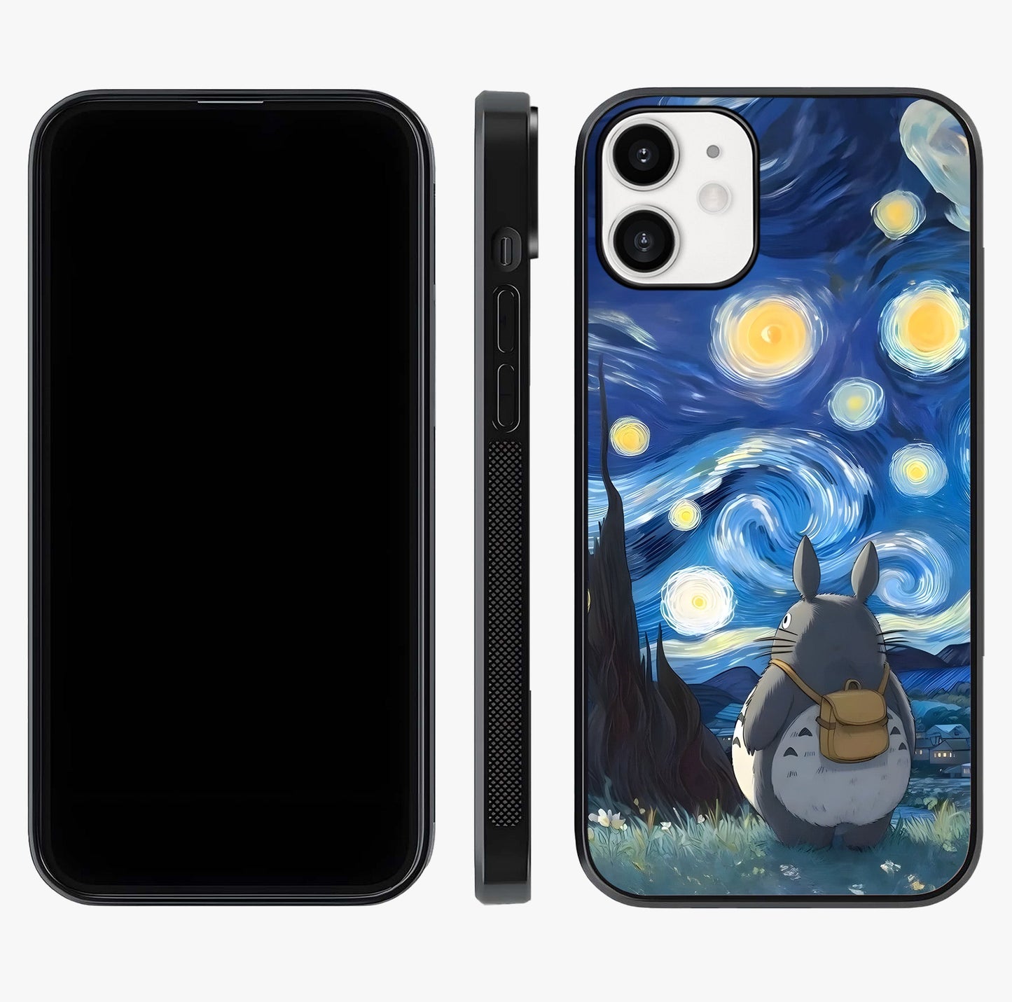 Totoro In Van Gogh Art Glass Case displayed upright for full design visibility and premium finish.