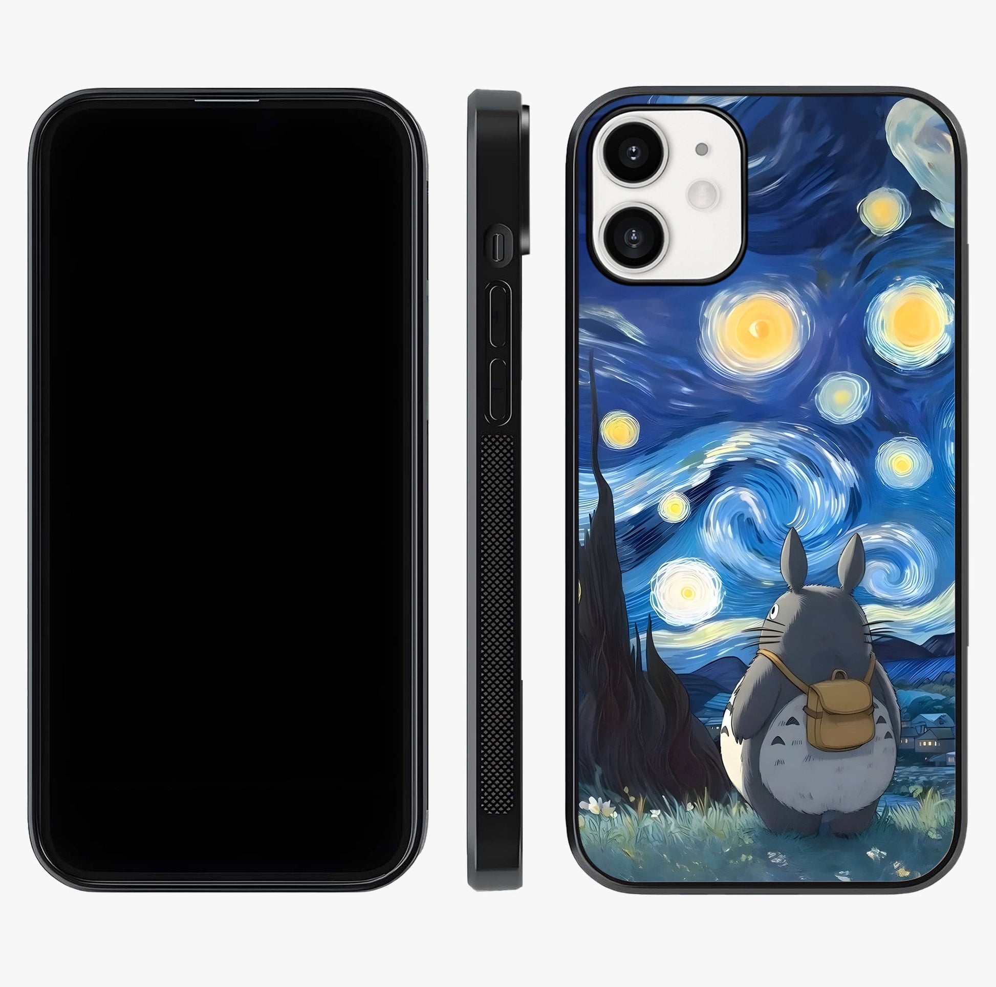 Totoro In Van Gogh Art Glass Case displayed upright for full design visibility and premium finish.