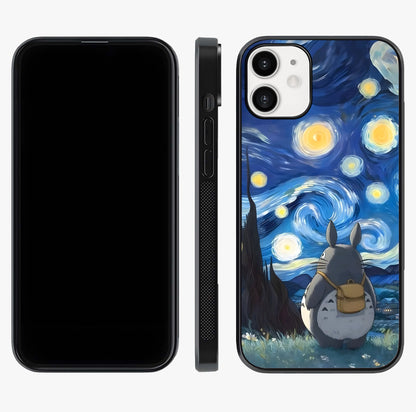 Totoro In Van Gogh Art Glass Case displayed upright for full design visibility and premium finish.
