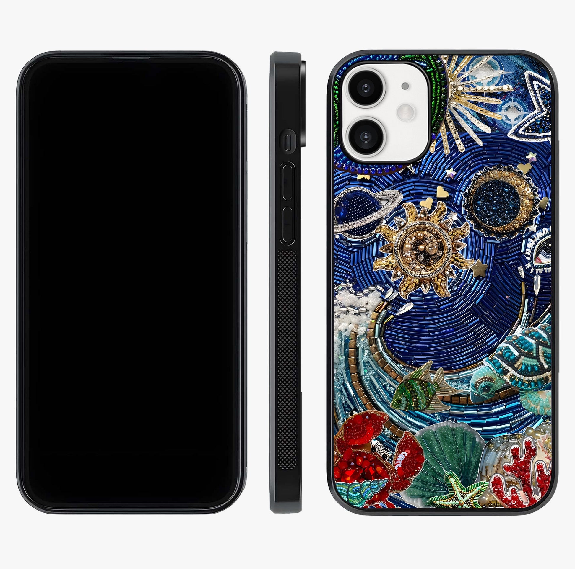 Universe Underwater Spark Glass Case displayed upright for full design visibility and premium finish.