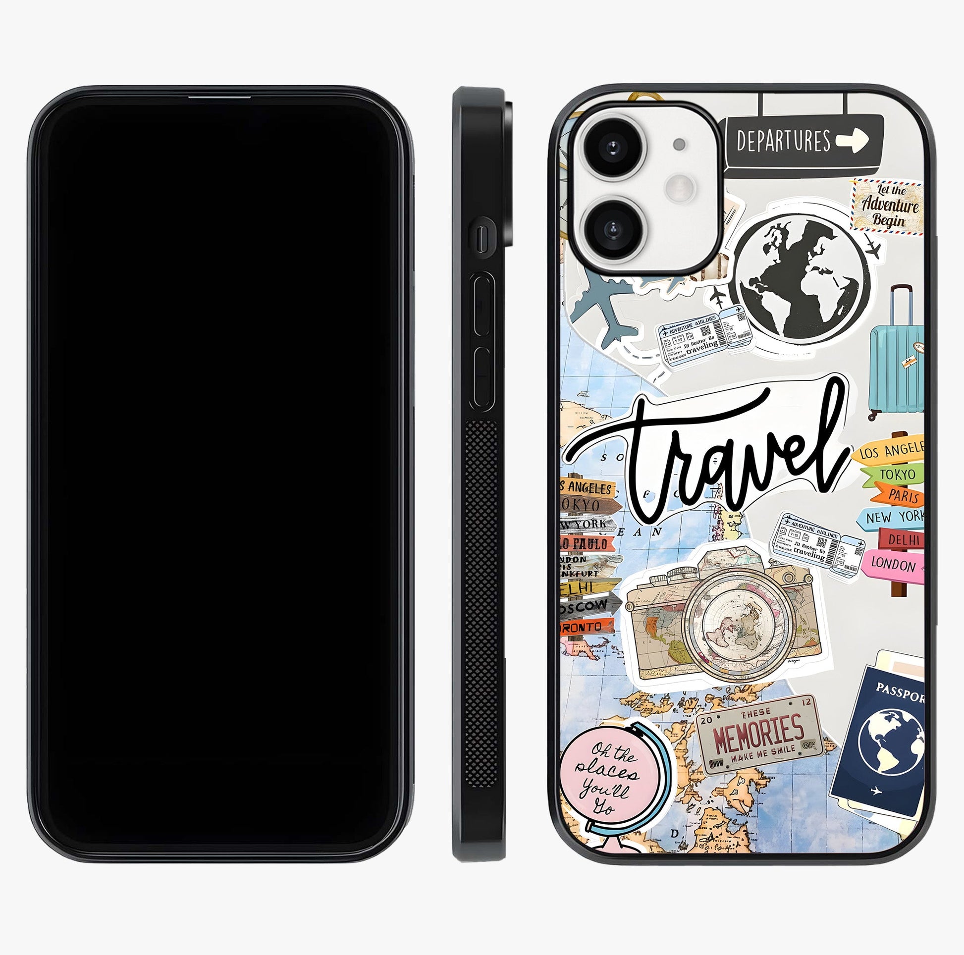Wanderlust Journal Glass Case displayed upright for full design visibility and premium finish.