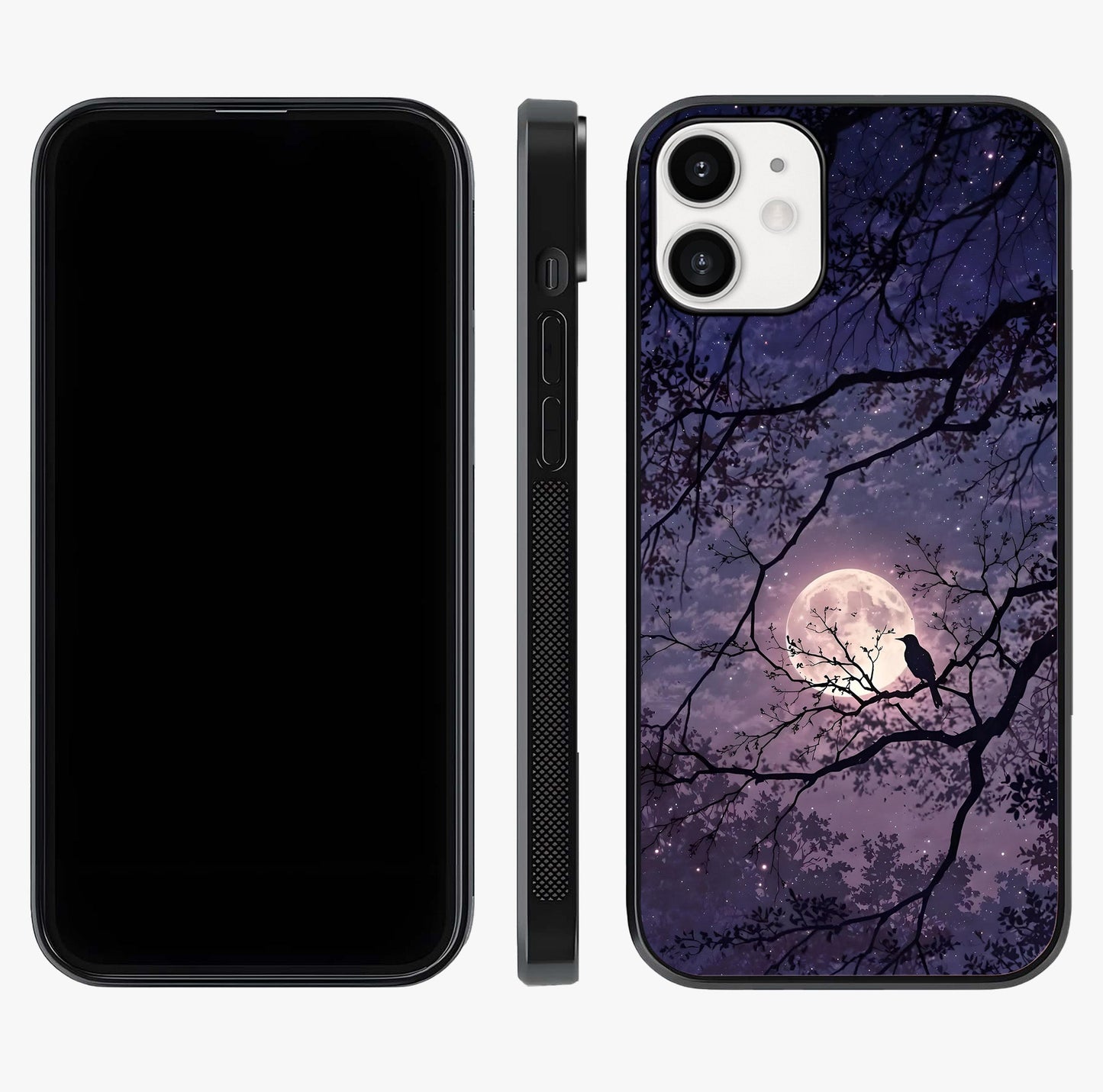 Whispering Moon Silence Glass Case displayed upright for full design visibility and premium finish.