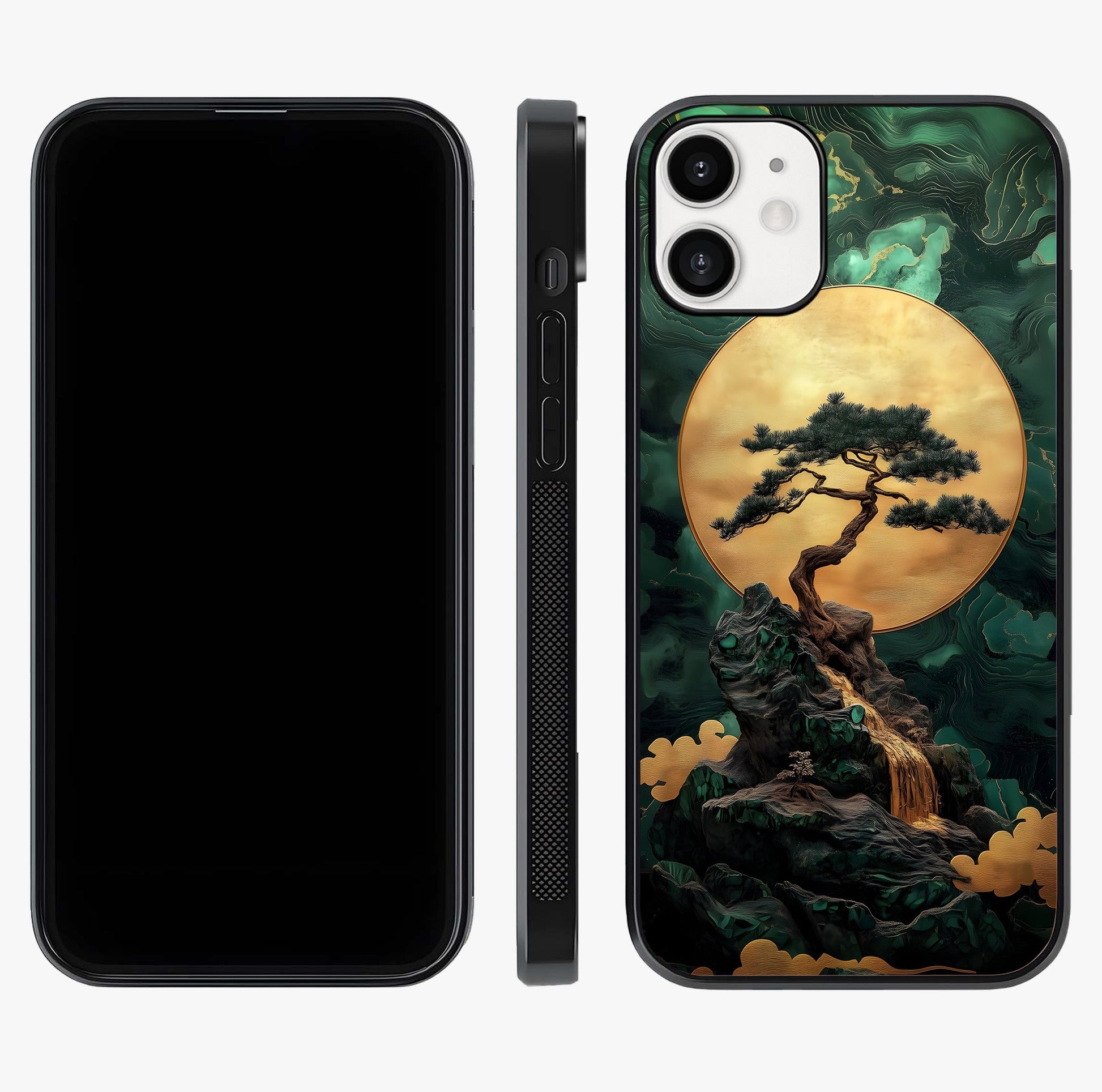 Zen Moon Rise Glass Case displayed upright for full design visibility and premium finish.