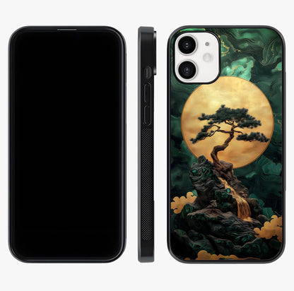 Zen Moon Rise Glass Case displayed upright for full design visibility and premium finish.