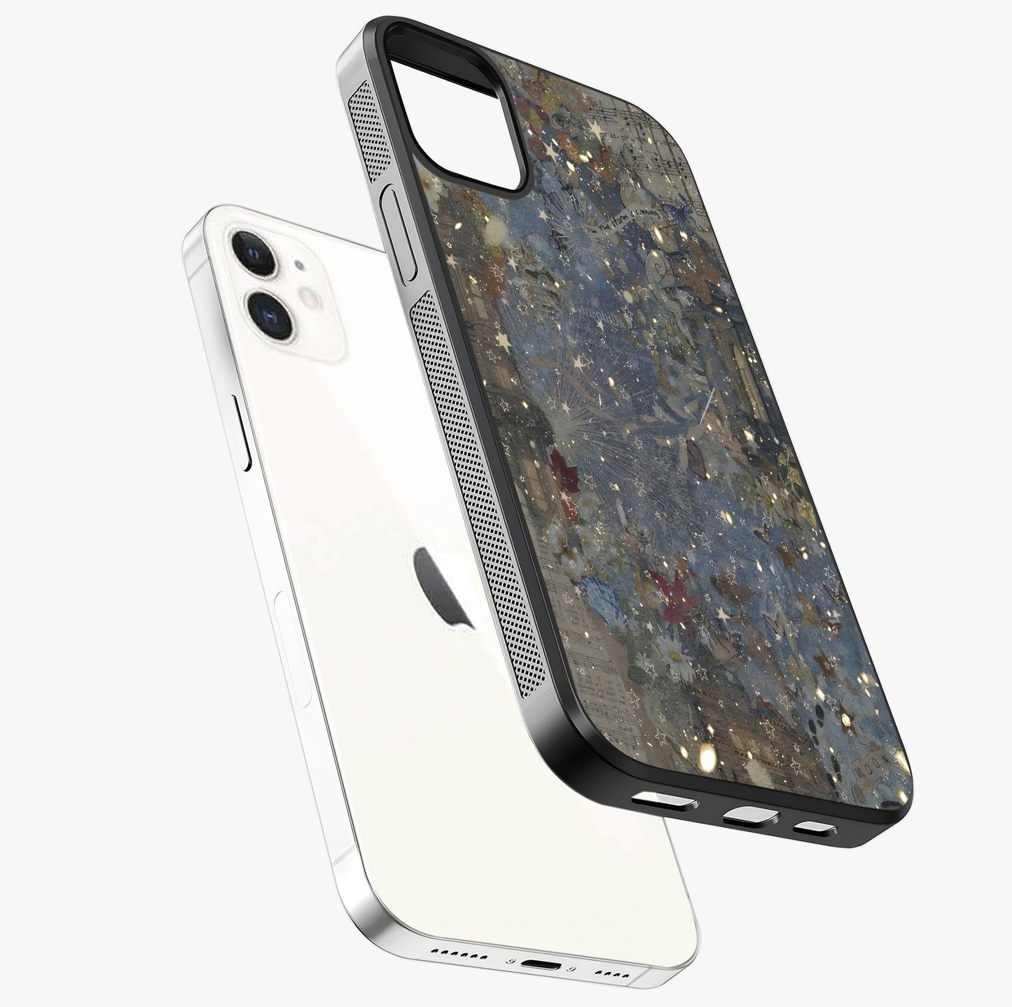 Aesthetic Astrolophia Glass Case laid diagonally highlighting side profile, edges and glossy glass shine.