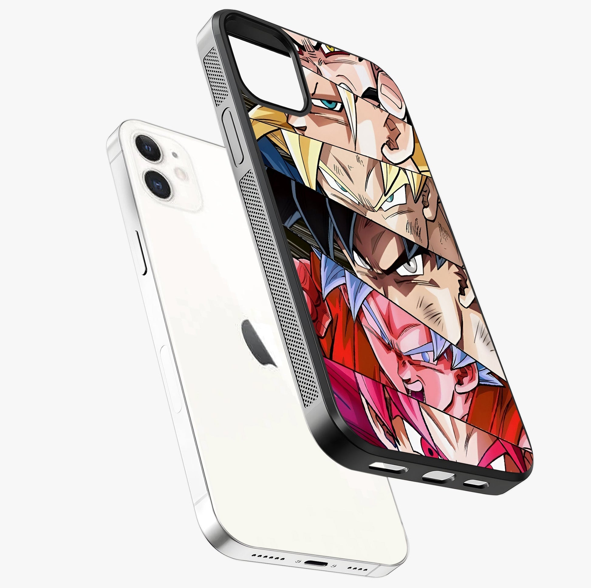Anime Character Glass Case laid diagonally highlighting side profile, edges and glossy glass shine.
