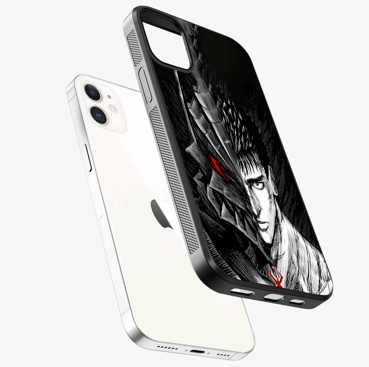 Berserker Blood Oath Glass Case laid diagonally highlighting side profile, edges and glossy glass shine.