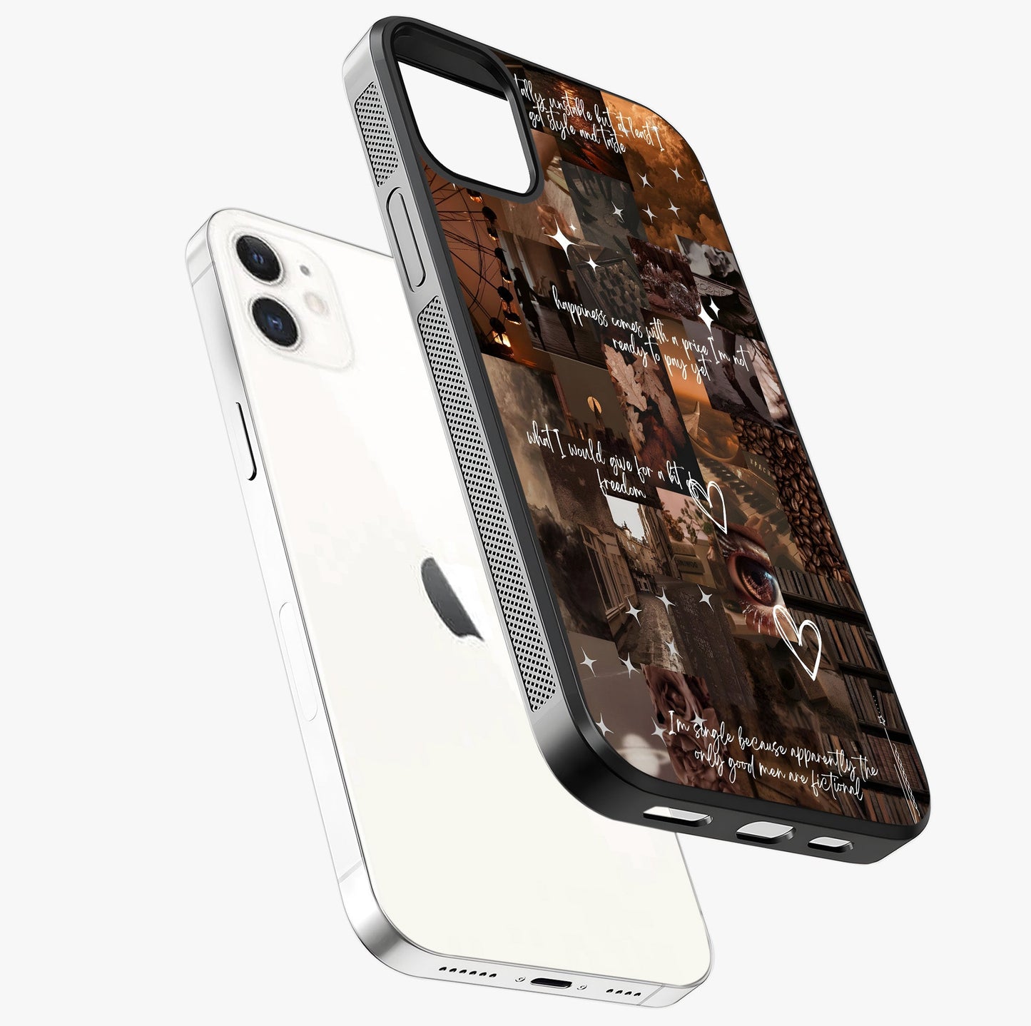 Bittersweet Aesthetic Chaos Glass Case laid diagonally highlighting side profile, edges and glossy glass shine.