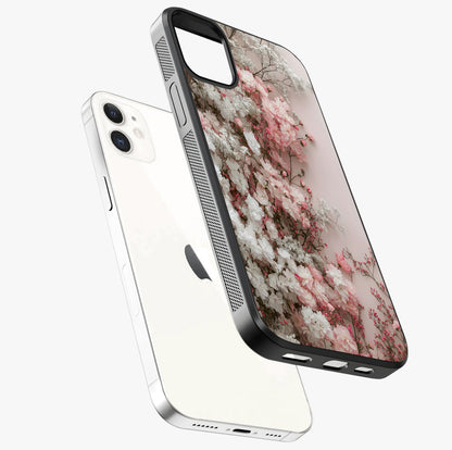 Blush Blossom Cloud Glass Case laid diagonally highlighting side profile, edges and glossy glass shine.