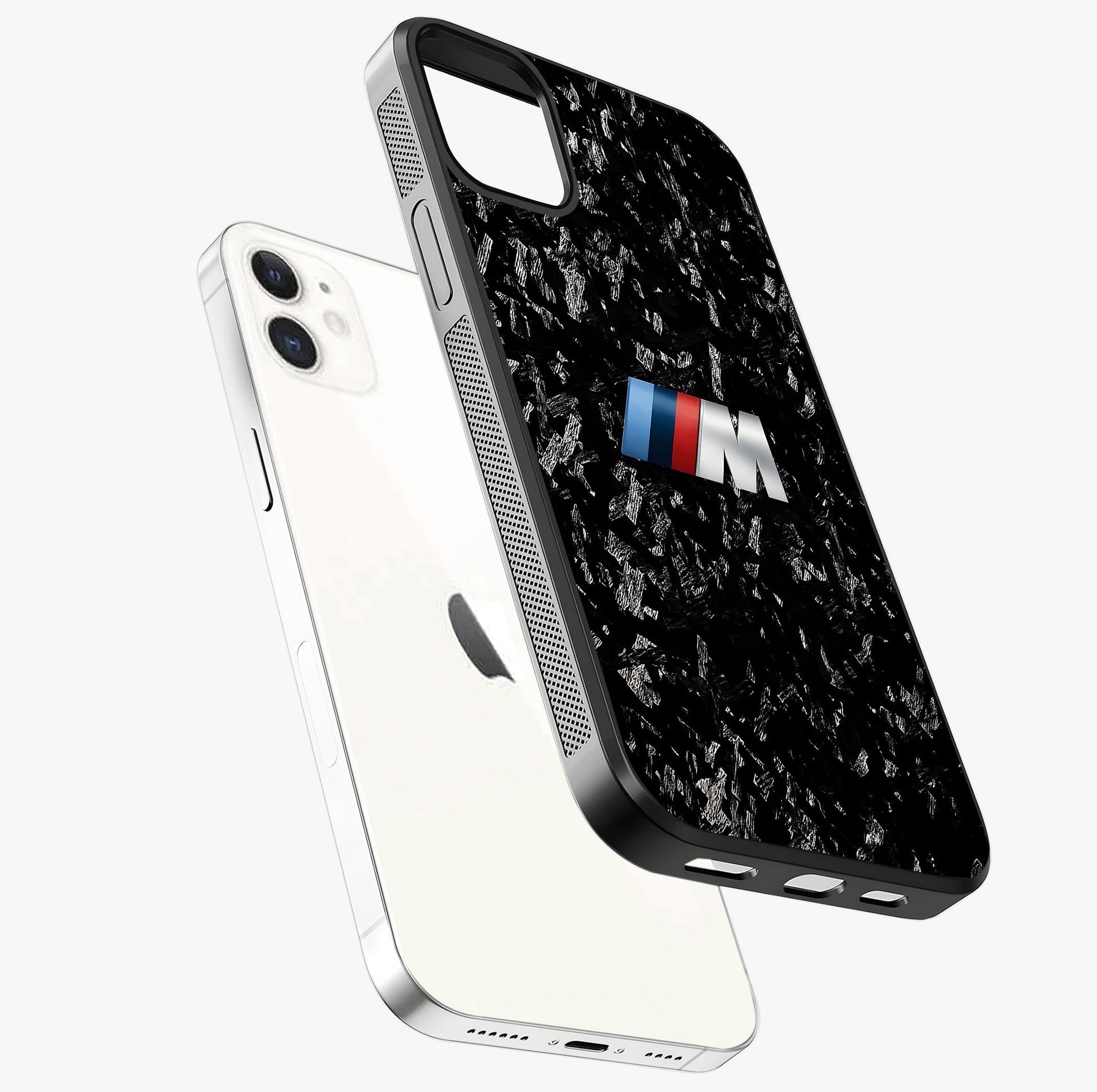 Carbon Speed Mark Glass Case laid diagonally highlighting side profile, edges and glossy glass shine.