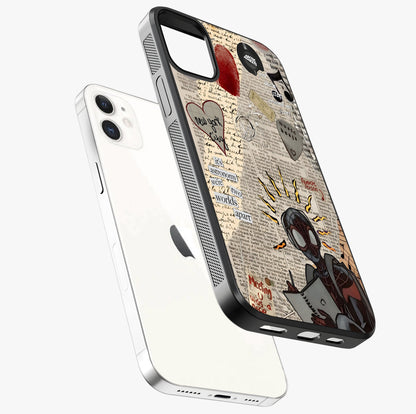 City Dream Sketch Glass Case laid diagonally highlighting side profile, edges and glossy glass shine.