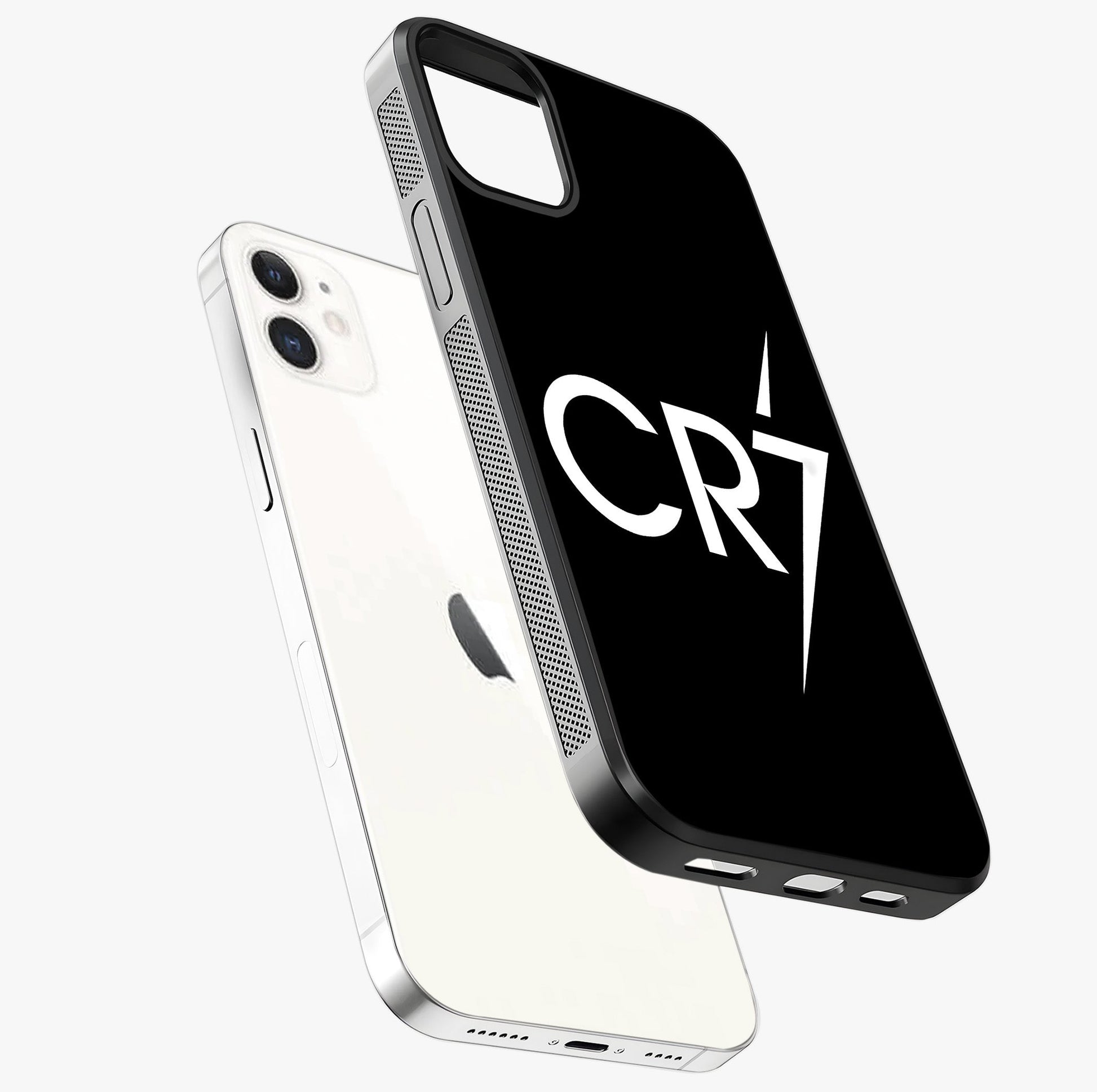 Cr7 Elite Strike Glass Case laid diagonally highlighting side profile, edges and glossy glass shine.