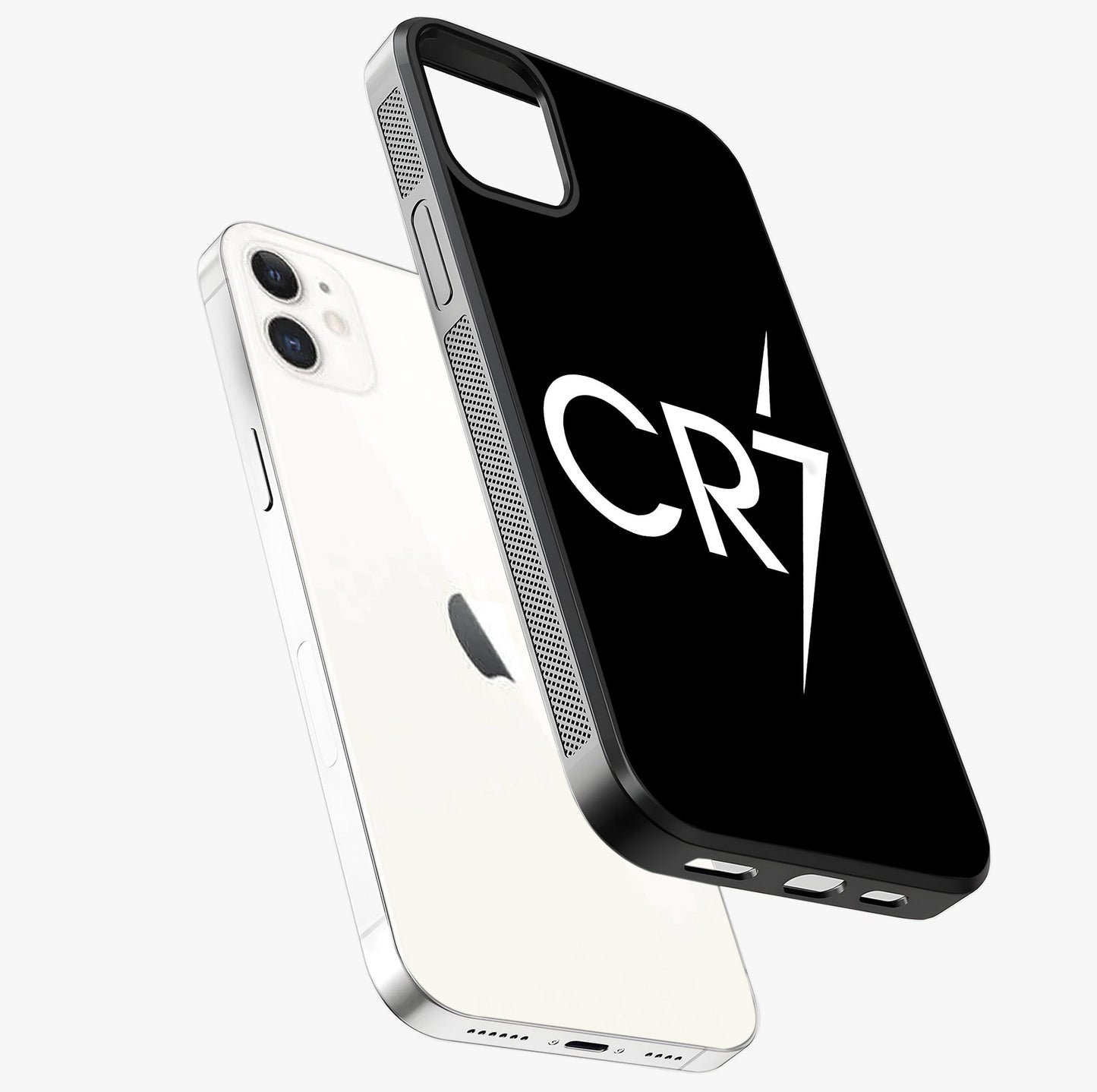 Cr7 Elite Strike Glass Case laid diagonally highlighting side profile, edges and glossy glass shine.