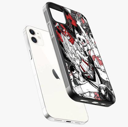 Crimson Chaos Panel Glass Case laid diagonally highlighting side profile, edges and glossy glass shine.