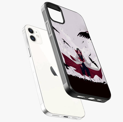 Crimson Crow Ascension Glass Case laid diagonally highlighting side profile, edges and glossy glass shine.