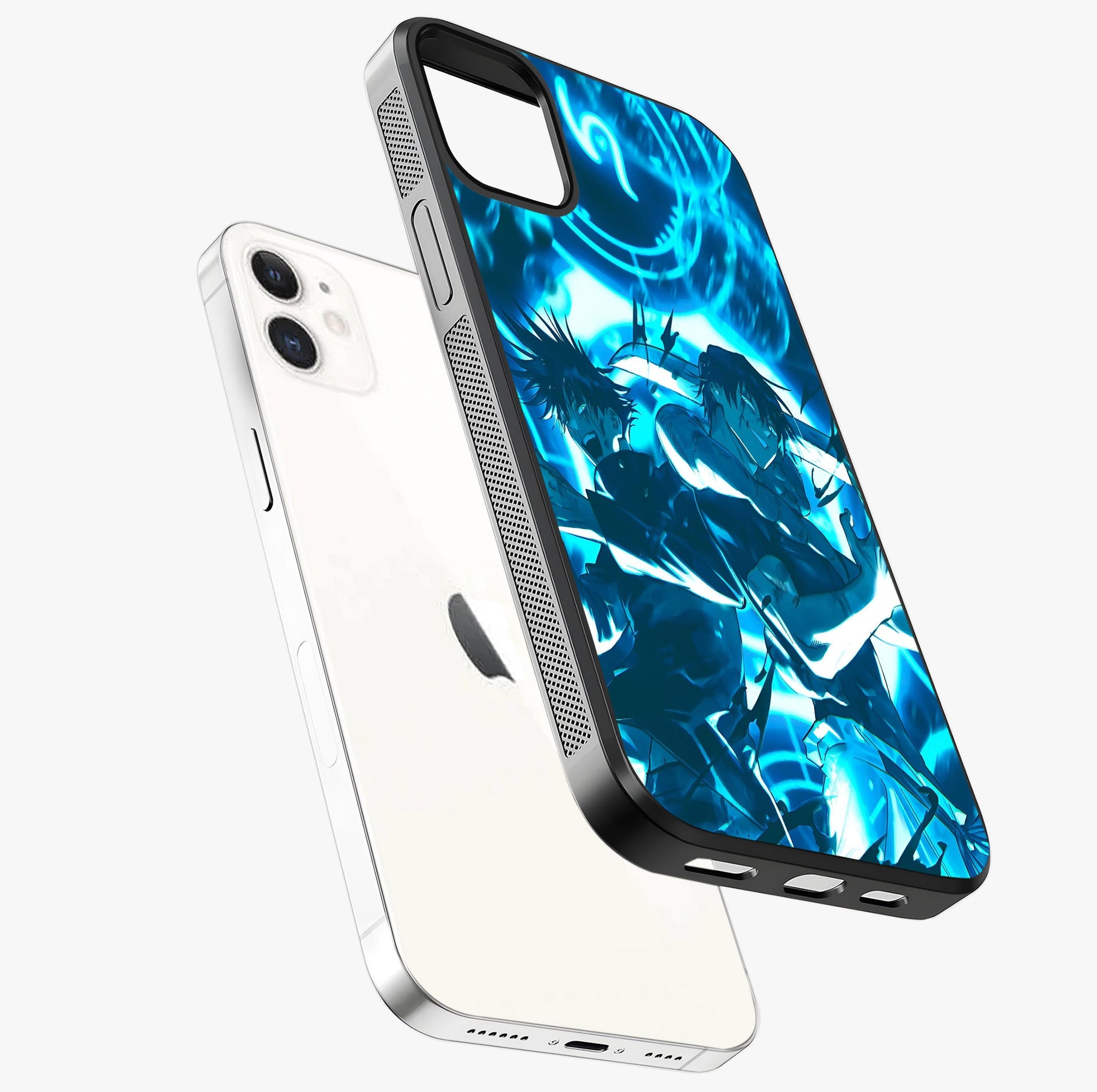 Cursed Energy Clash Glass Case laid diagonally highlighting side profile, edges and glossy glass shine.