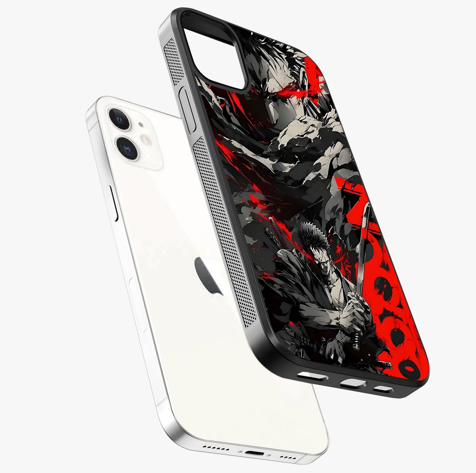 Demon Sword Resolve Glass Case laid diagonally highlighting side profile, edges and glossy glass shine.