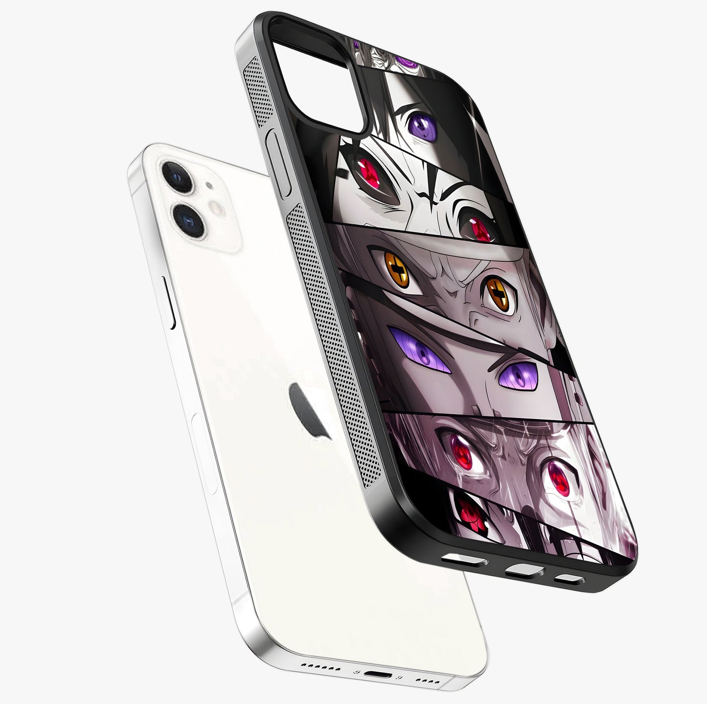 Eyes Of Destiny Glass Case laid diagonally highlighting side profile, edges and glossy glass shine.