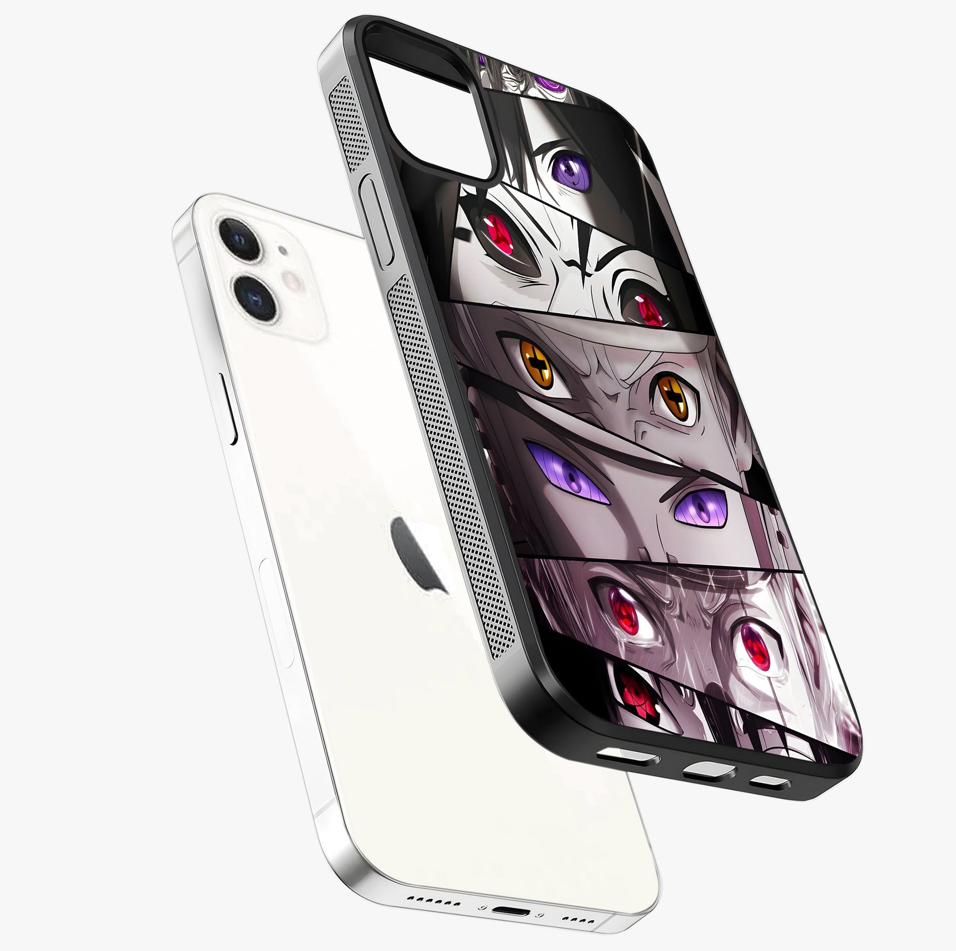 Eyes Of Destiny Glass Case laid diagonally highlighting side profile, edges and glossy glass shine.