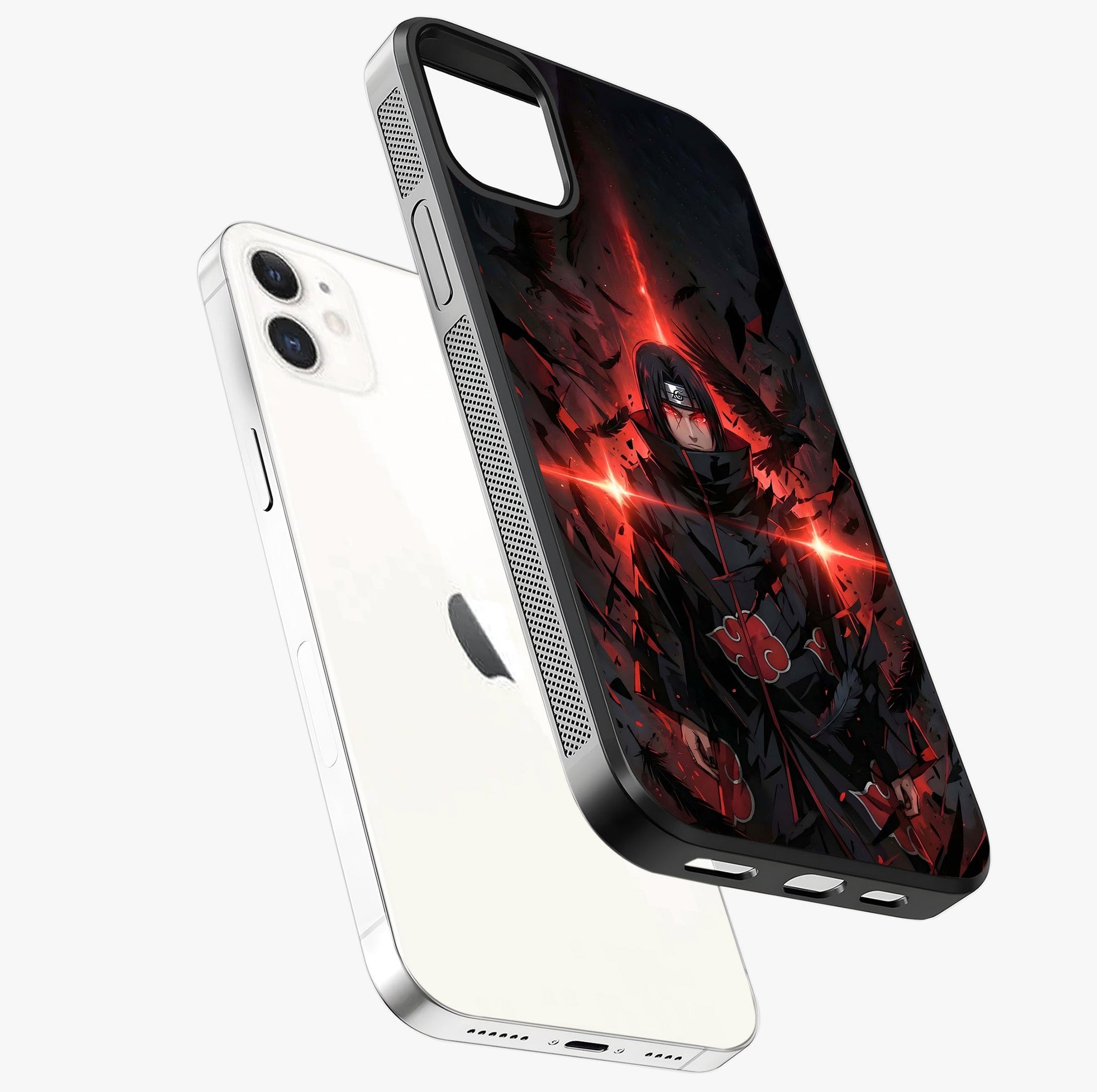 Focused Blade Discipline Glass Case laid diagonally highlighting side profile, edges and glossy glass shine.