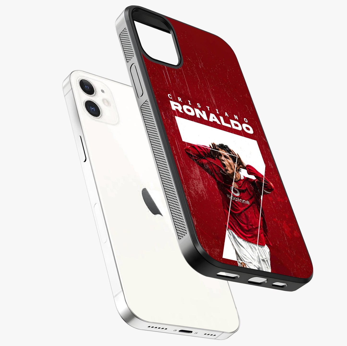 Goal Celebration Legacy Glass Case laid diagonally highlighting side profile, edges and glossy glass shine.