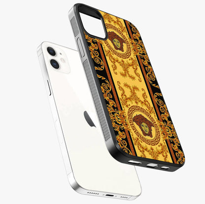 Golden Royal Heritage Glass Case laid diagonally highlighting side profile, edges and glossy glass shine.