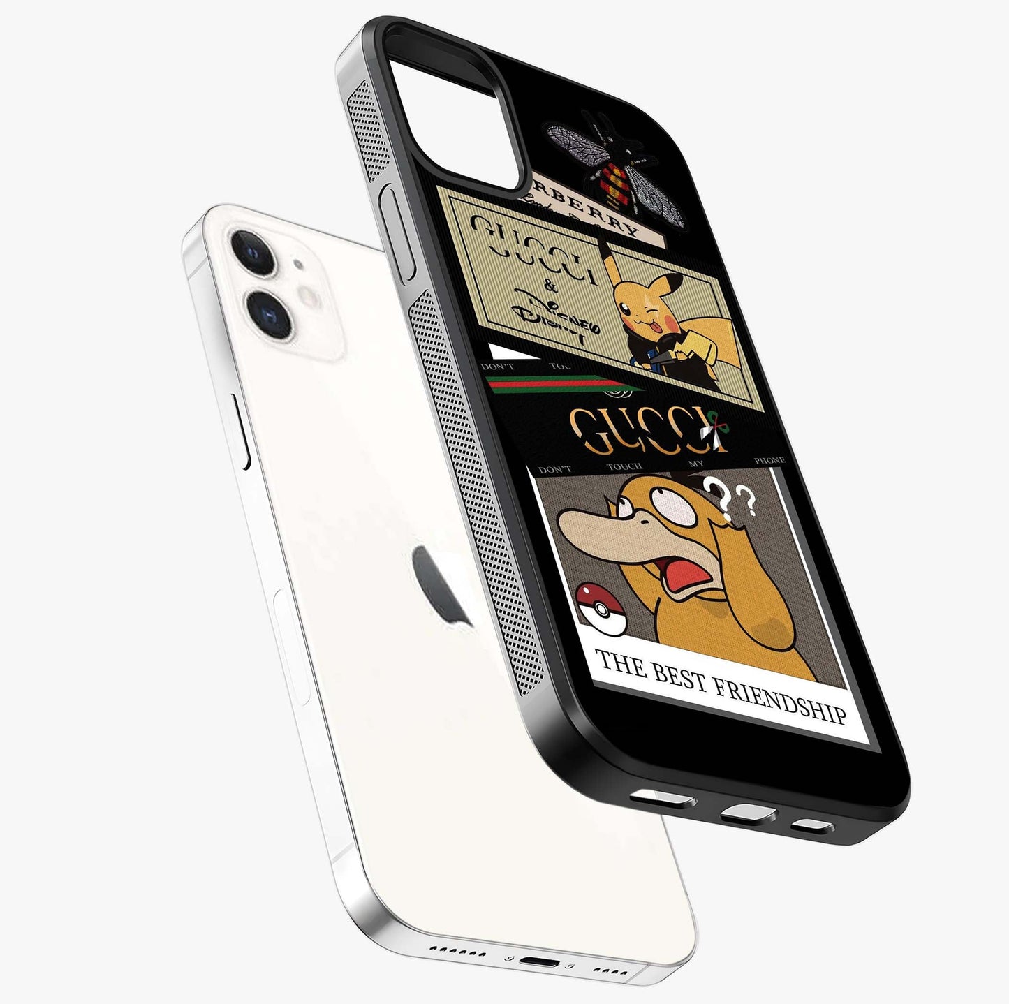 Gucci Play Mashup Glass Case laid diagonally highlighting side profile, edges and glossy glass shine.