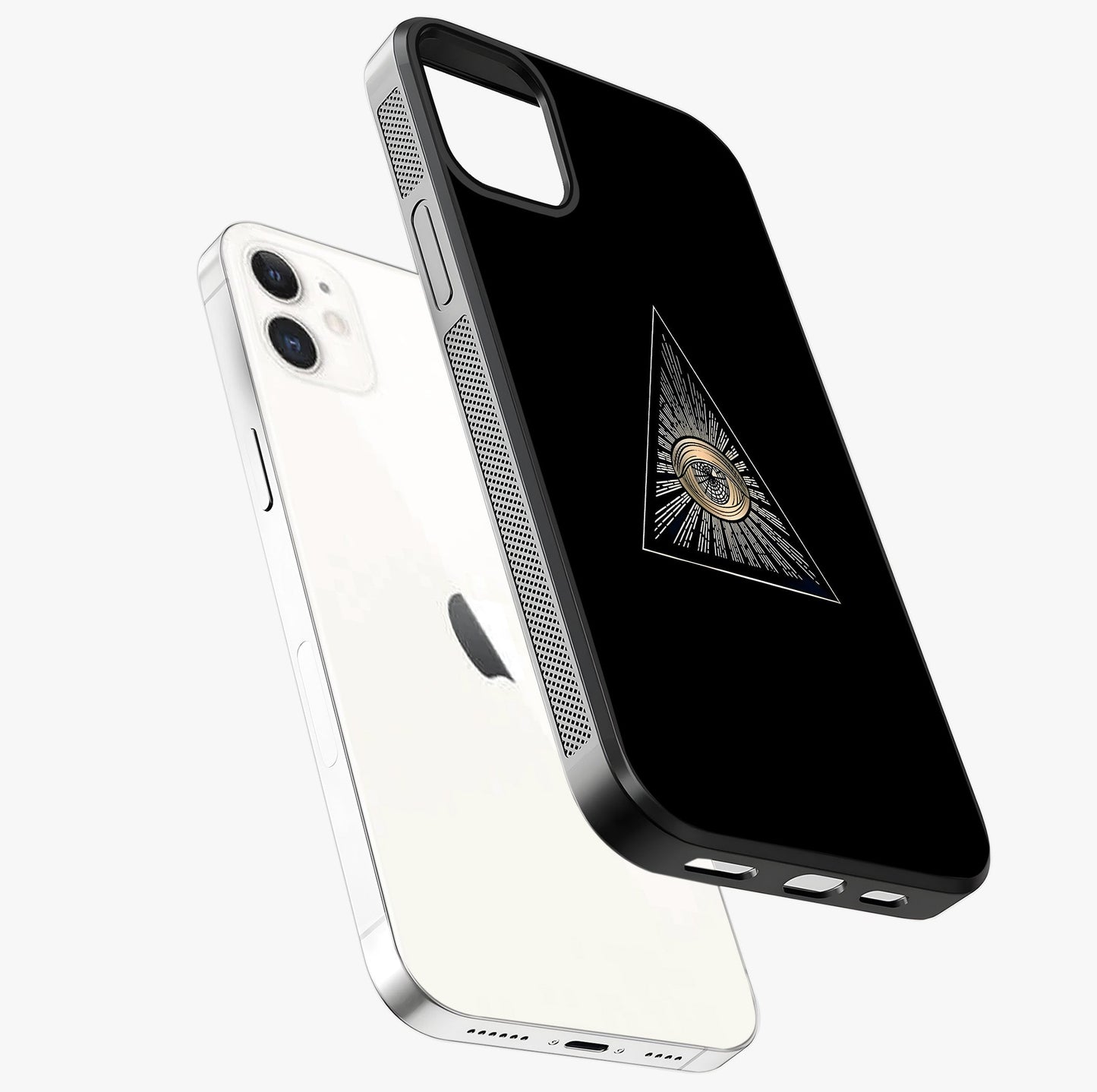 Illuminati Evil Glass Case laid diagonally highlighting side profile, edges and glossy glass shine.