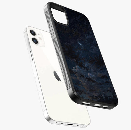 Lunar Veil Silence Glass Case laid diagonally highlighting side profile, edges and glossy glass shine.