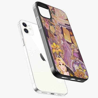 Magical Tangled Dream Glass Case laid diagonally highlighting side profile, edges and glossy glass shine.