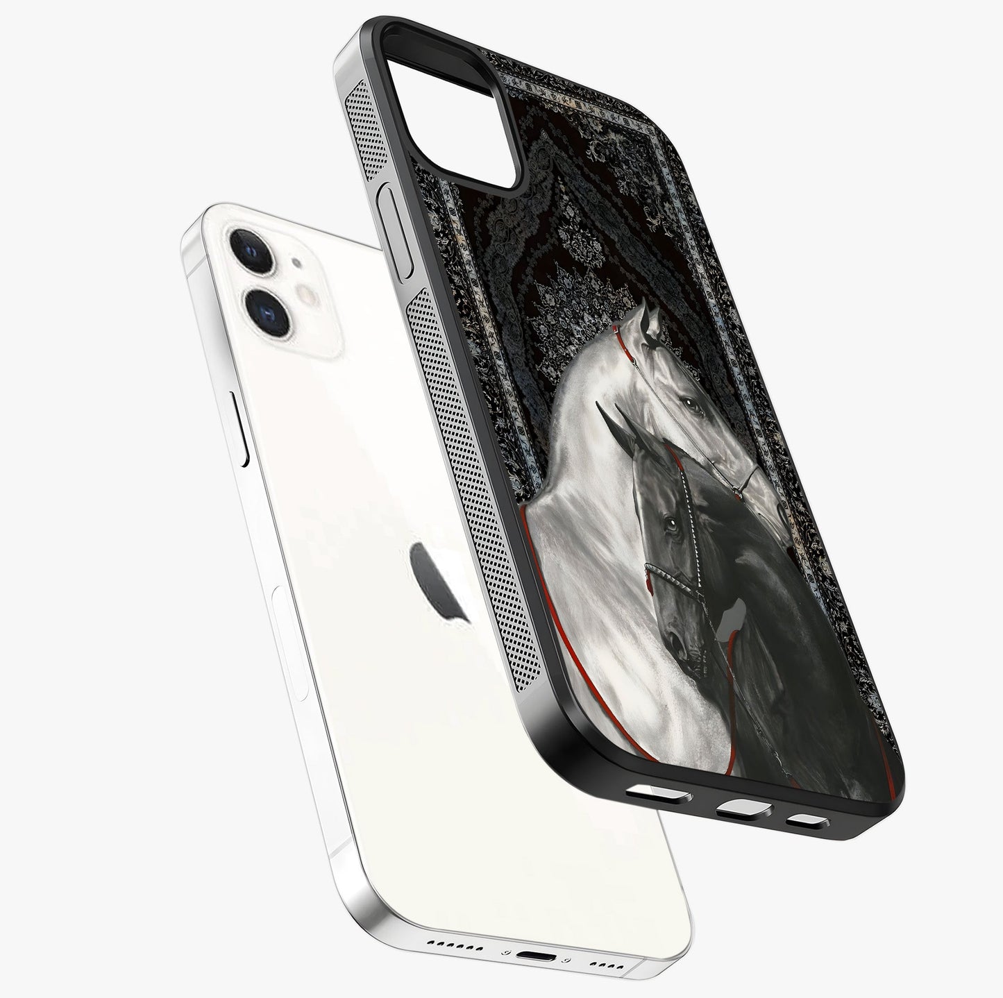 Majestic Ride Legacy Glass Case laid diagonally highlighting side profile, edges and glossy glass shine.