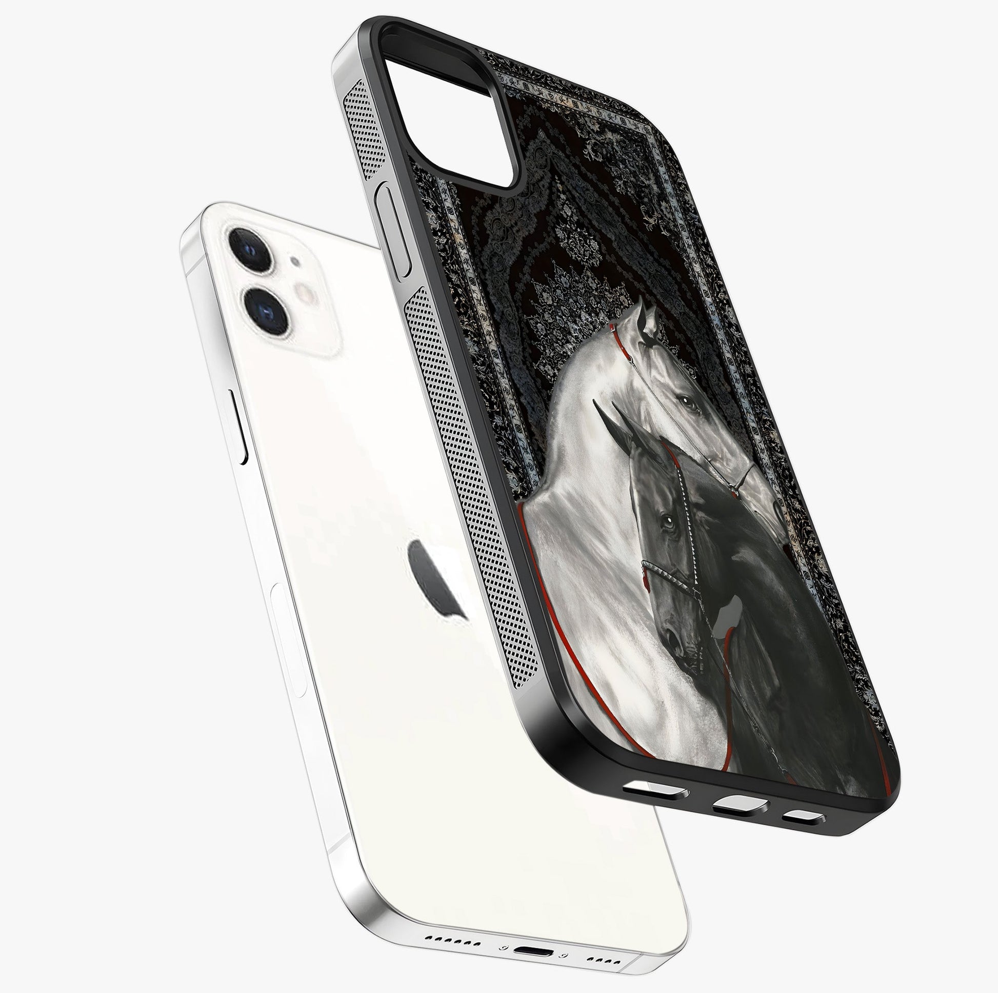 Majestic Ride Legacy Glass Case laid diagonally highlighting side profile, edges and glossy glass shine.