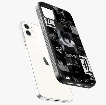 Midnight Chaos Mind Glass Case laid diagonally highlighting side profile, edges and glossy glass shine.