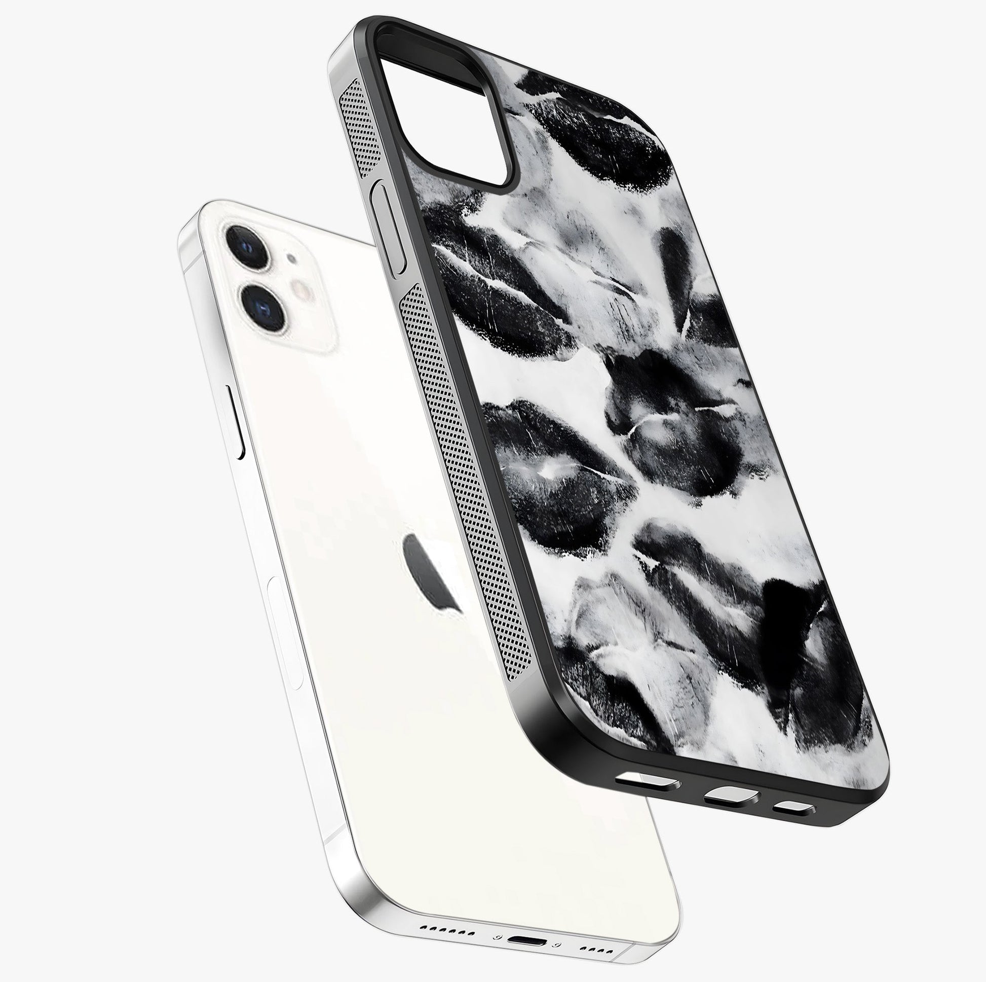 Midnight Kiss Marks Glass Case laid diagonally highlighting side profile, edges and glossy glass shine.