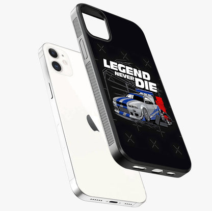 Midnight Racing Legacy Glass Case laid diagonally highlighting side profile, edges and glossy glass shine.